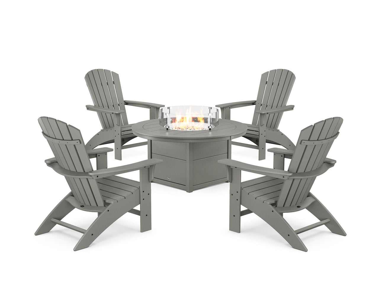 Trex Yacht Club Adirondack 5-Piece Set with Round Fire Pit Table