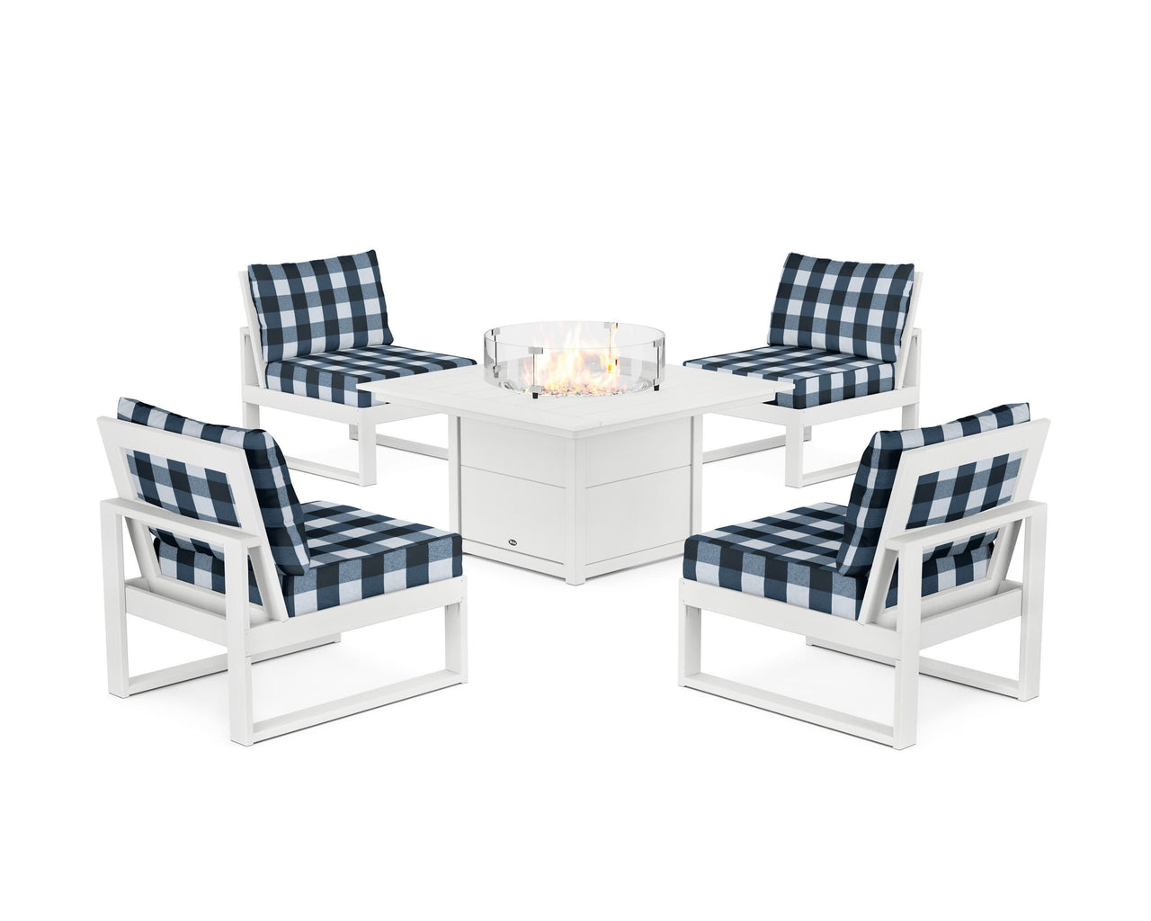 Trex Eastport Modular 5-Piece Deep Seating Set with Square Fire Pit Table