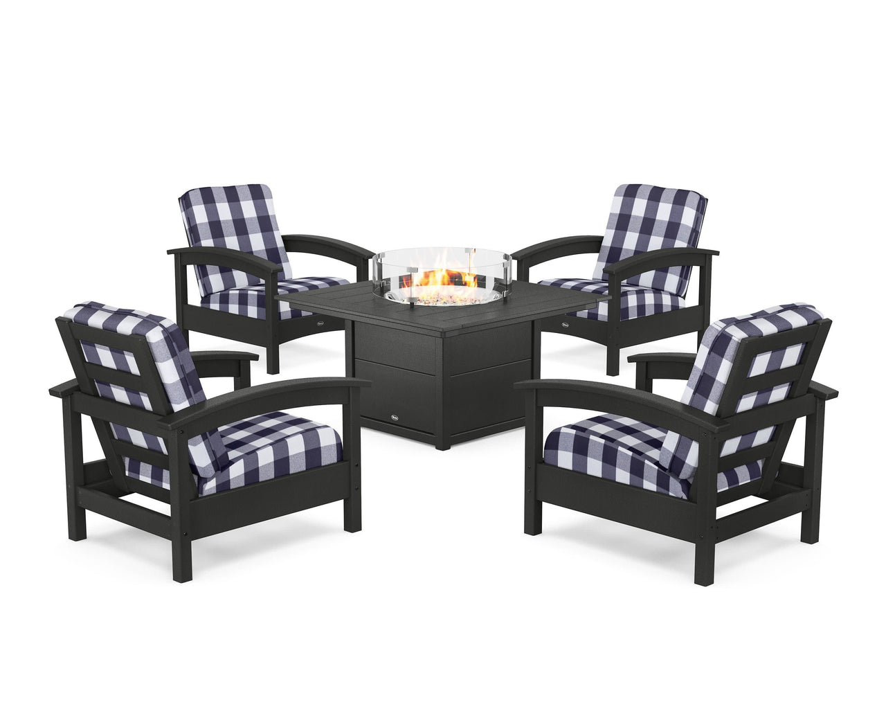 Trex Rockport 5-Piece Deep Seating Set with Square Fire Pit Table