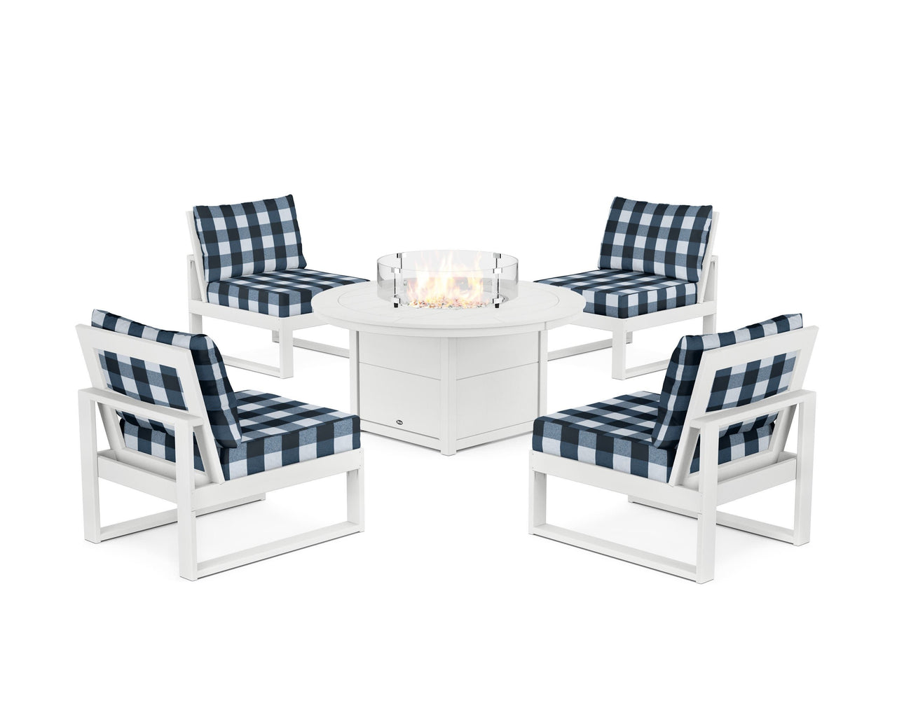 Trex Eastport Modular 5-Piece Deep Seating Set with Round Fire Pit Table