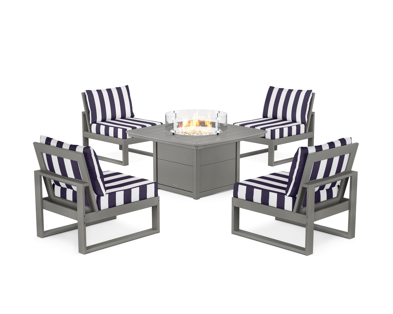 Trex Eastport Modular 5-Piece Deep Seating Set with Yacht Club Fire Pit Table