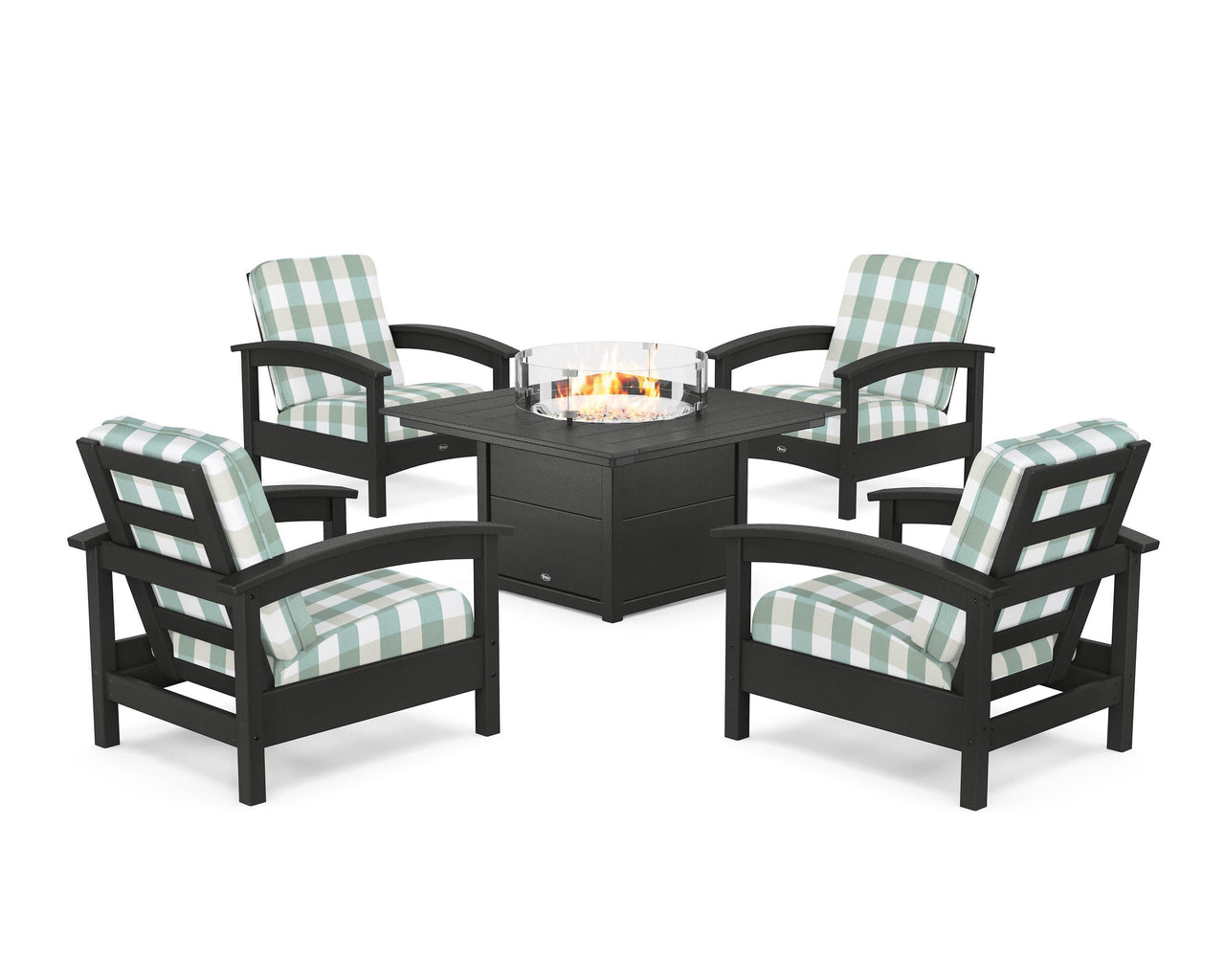 Trex Rockport 5-Piece Deep Seating Set with Square Fire Pit Table