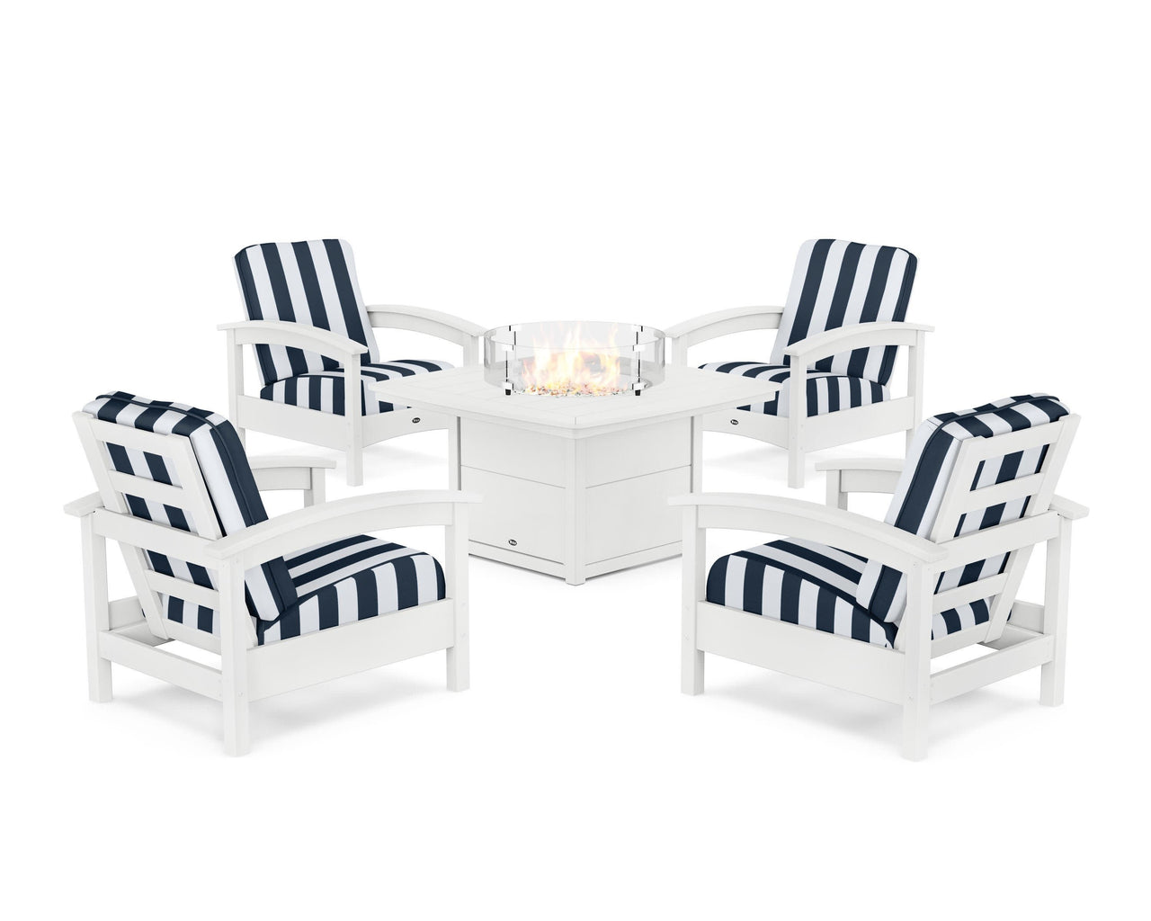 Trex Rockport 5-Piece Deep Seating Set with Yacht Club Fire Pit Table