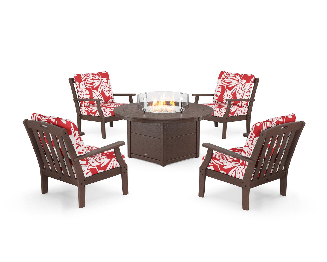 Trex Yacht Club 5-Piece Deep Seating Set with Round Fire Pit Table