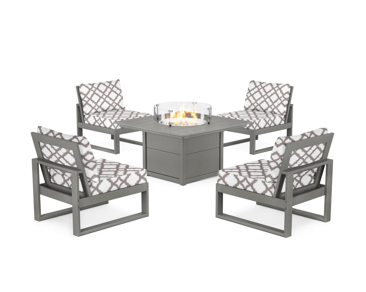 Trex Eastport Modular 5-Piece Deep Seating Set with Square Fire Pit Table