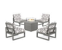 Thumbnail for Trex Eastport Modular 5-Piece Deep Seating Set with Square Fire Pit Table