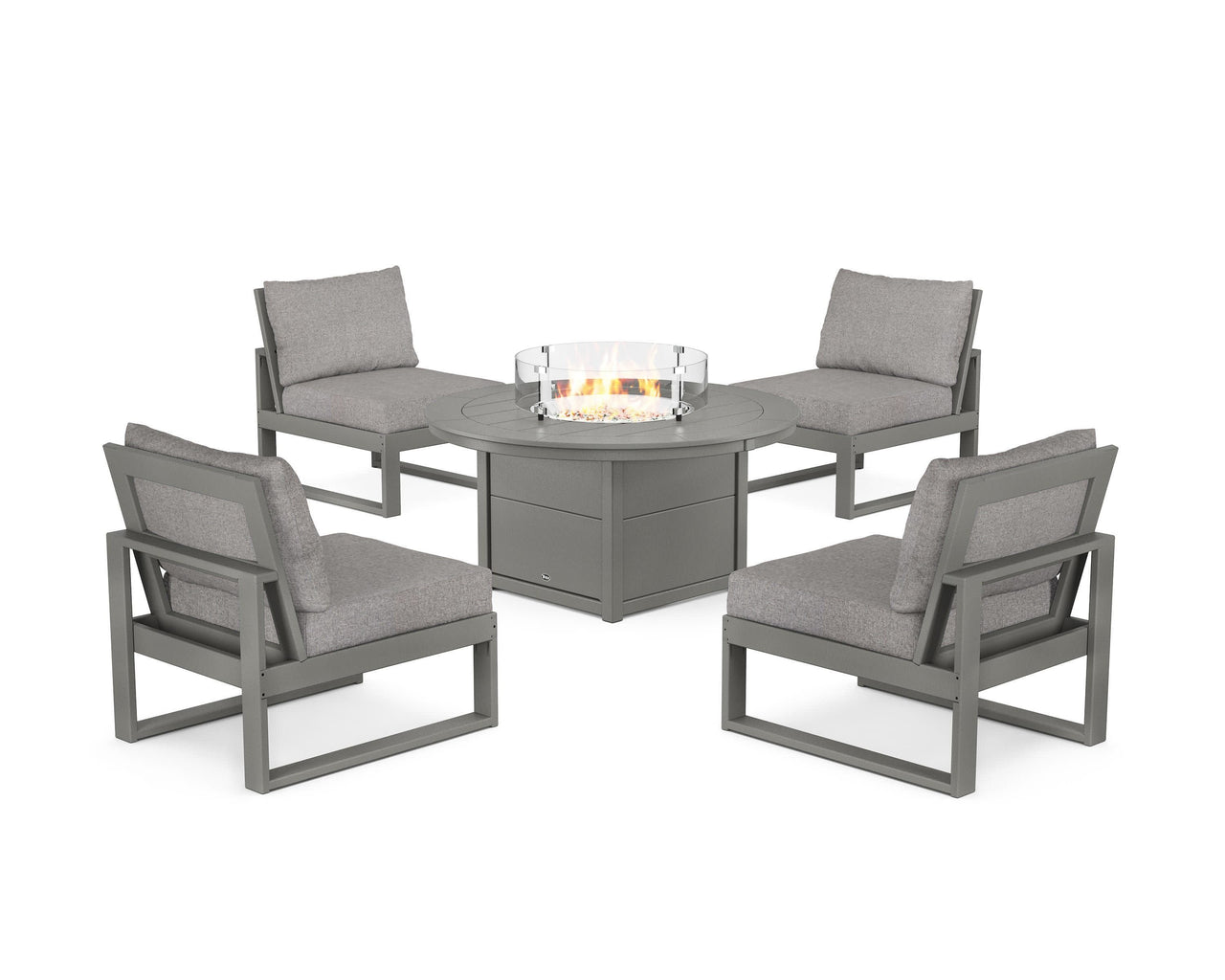 Trex Eastport Modular 5-Piece Deep Seating Set with Round Fire Pit Table