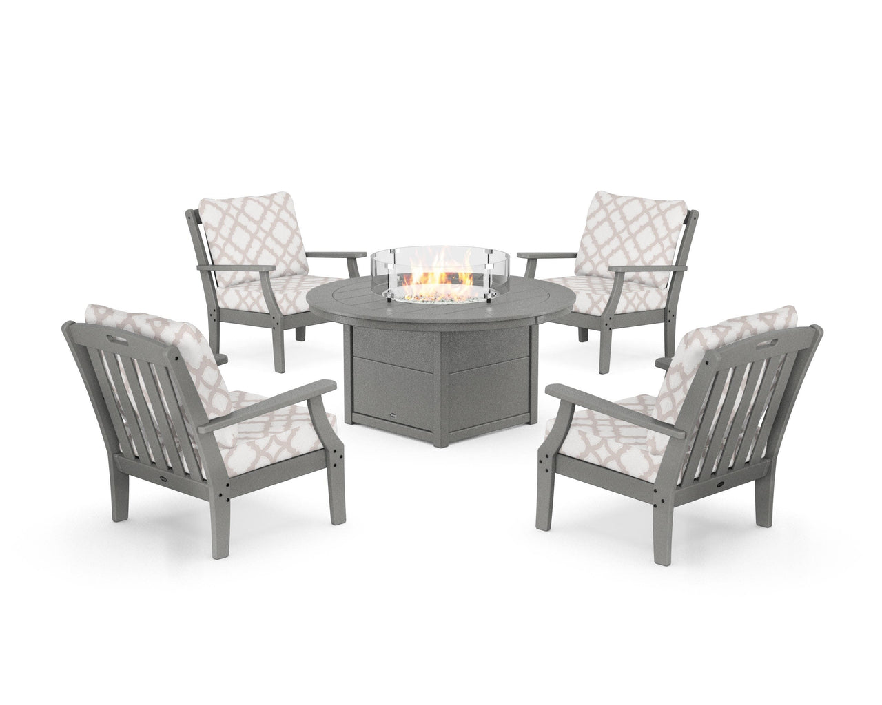 Trex Yacht Club 5-Piece Deep Seating Set with Round Fire Pit Table
