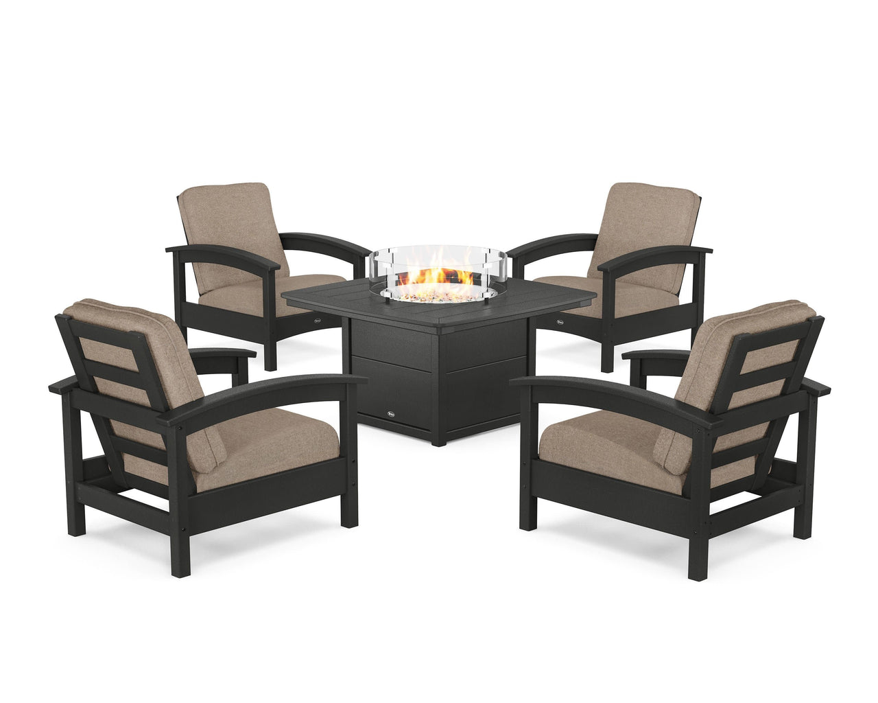 Trex Rockport 5-Piece Deep Seating Set with Yacht Club Fire Pit Table