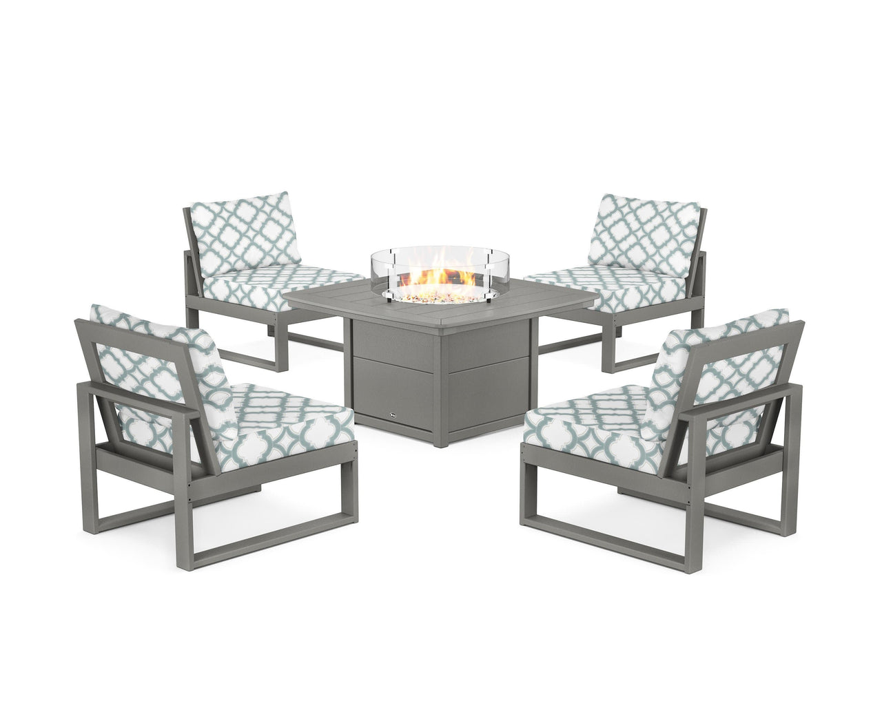 Trex Eastport Modular 5-Piece Deep Seating Set with Yacht Club Fire Pit Table