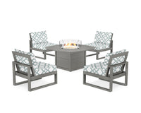 Thumbnail for Trex Eastport Modular 5-Piece Deep Seating Set with Yacht Club Fire Pit Table
