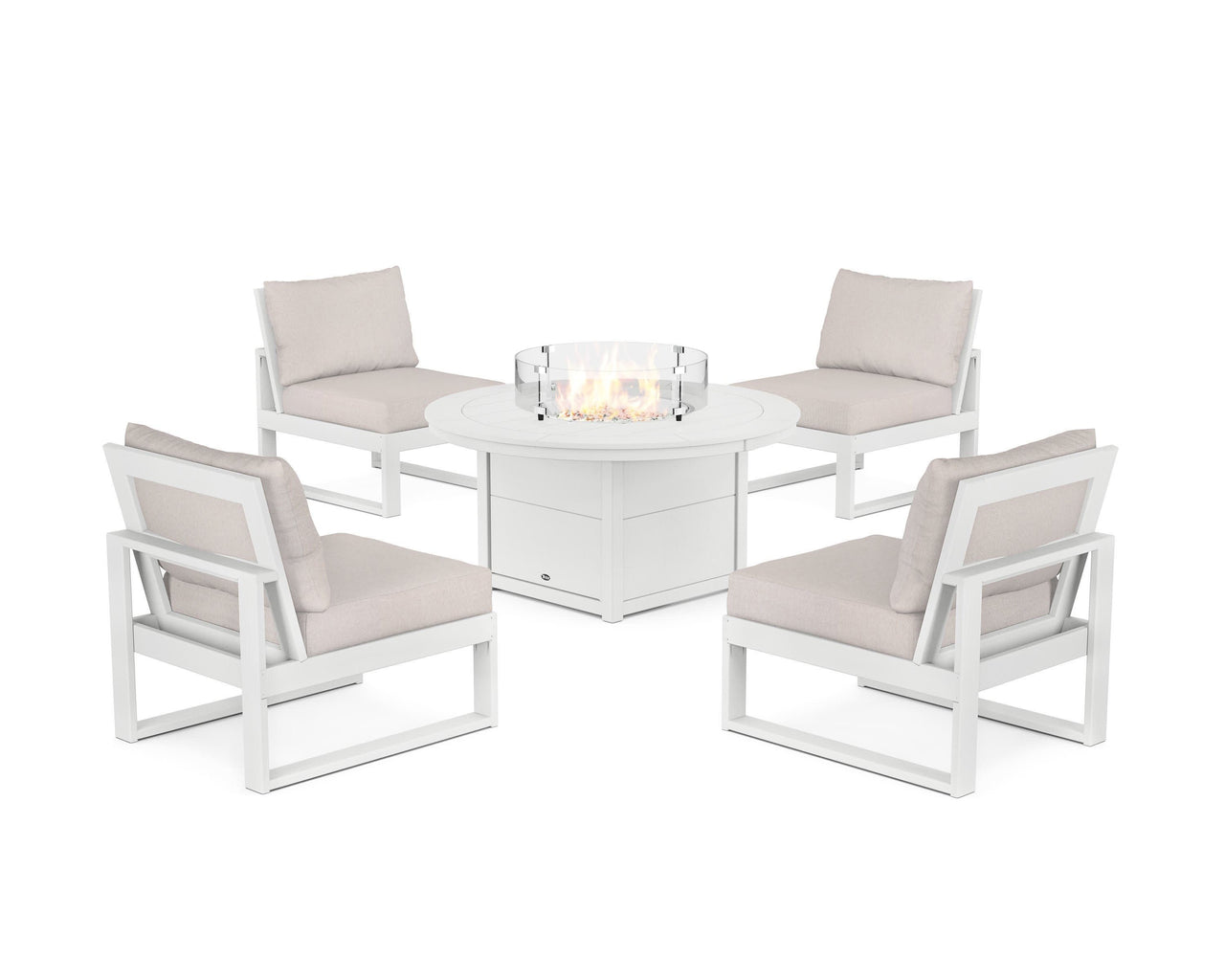 Trex Eastport Modular 5-Piece Deep Seating Set with Round Fire Pit Table