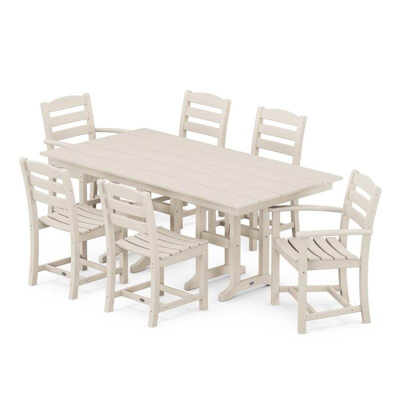 Polywood La Casa Cafe 7 Piece Farmhouse Trestle Dining Set - Thumbnail 4