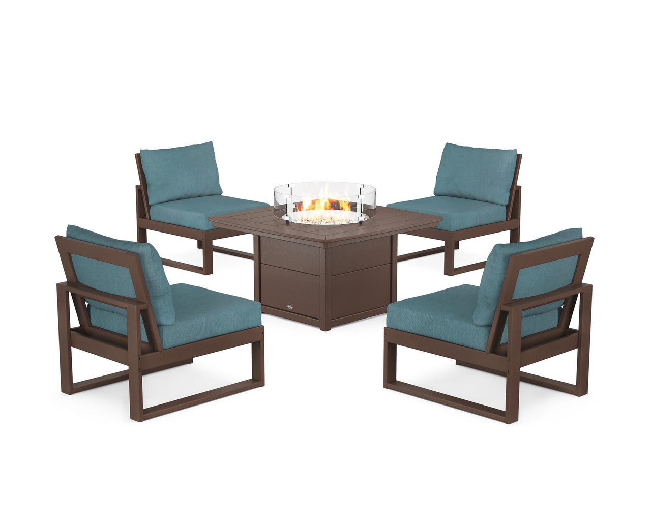 Trex Eastport Modular 5-Piece Deep Seating Set with Yacht Club Fire Pit Table