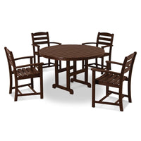 Thumbnail for POLYWOOD La Casa Cafe 5 Piece Round Farmhouse Arm Chair Dining Set
