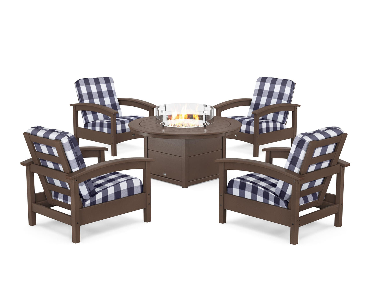 Trex Rockport 5-Piece Deep Seating Set with Round Fire Pit Table