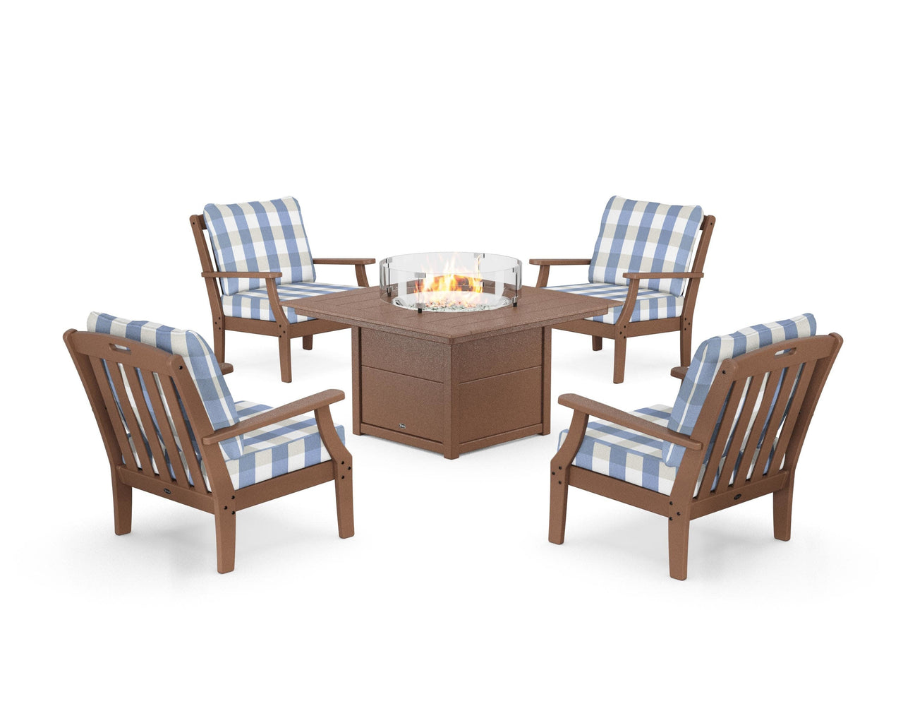 Trex Yacht Club 5-Piece Deep Seating Set with Square Fire Pit Table