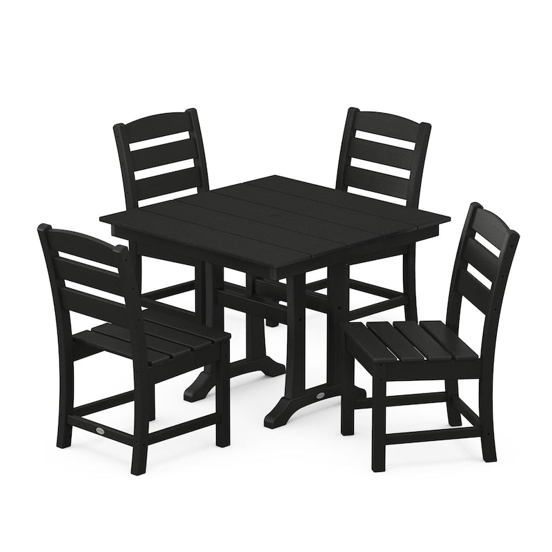 POLYWOOD Lakeside 5 Piece Farmhouse Trestle Side Chair Dining Set