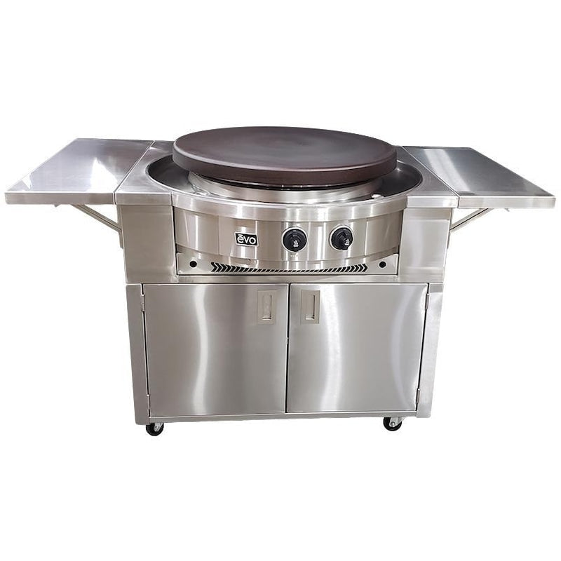 Evo Affinity 30G Flattop Gas Grill On Stainless Steel Cart