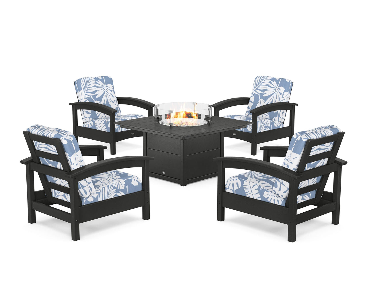 Trex Rockport 5-Piece Deep Seating Set with Square Fire Pit Table