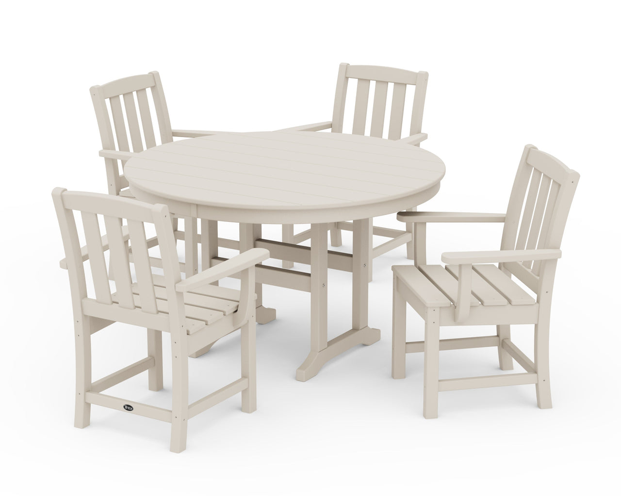 Trex Cape Cod 5-Piece Round Farmhouse Dining Set - Sand Castle
