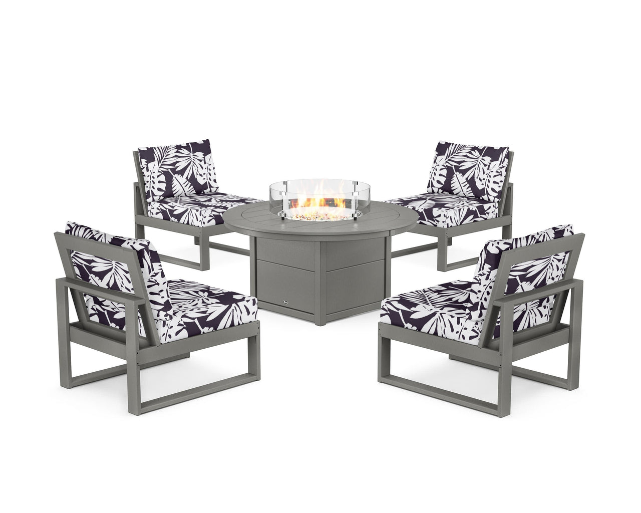 Trex Eastport Modular 5-Piece Deep Seating Set with Round Fire Pit Table