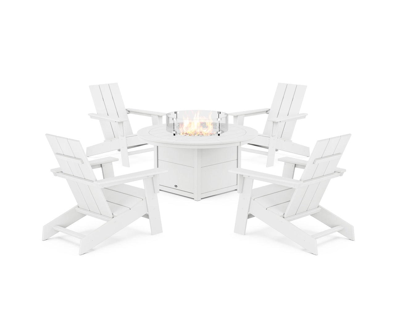 Trex Eastport Modern Adirondack 5-Piece Set with Round Fire Pit Table