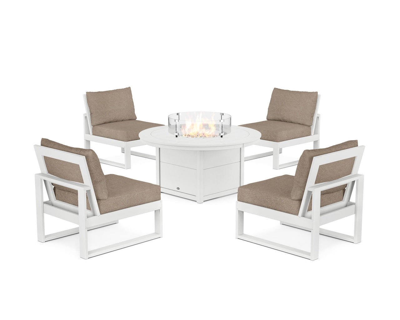 Trex Eastport Modular 5-Piece Deep Seating Set with Round Fire Pit Table