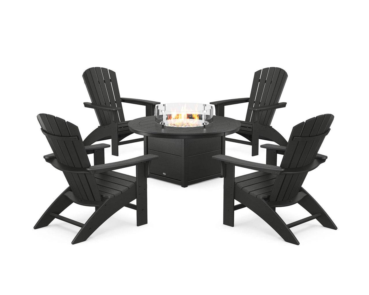 Trex Yacht Club Adirondack 5-Piece Set with Round Fire Pit Table