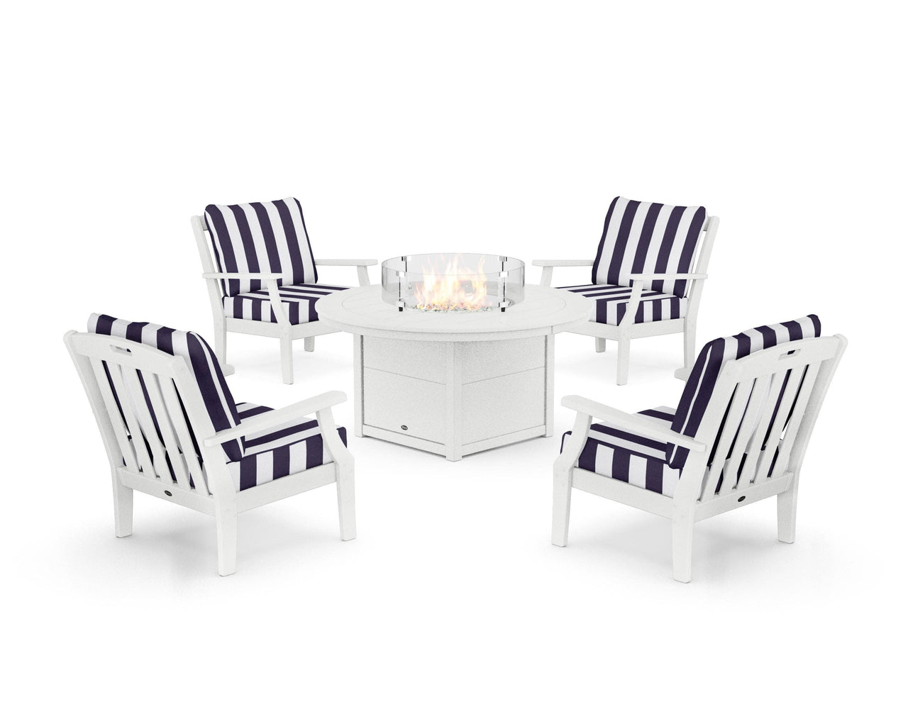 Trex Yacht Club 5-Piece Deep Seating Set with Round Fire Pit Table