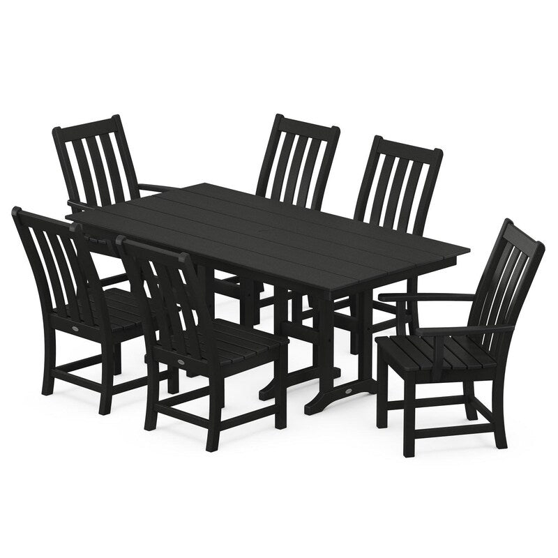 POLYWOOD Vineyard 7-Piece Farmhouse Plastic Dining Set - Thumbnail 2