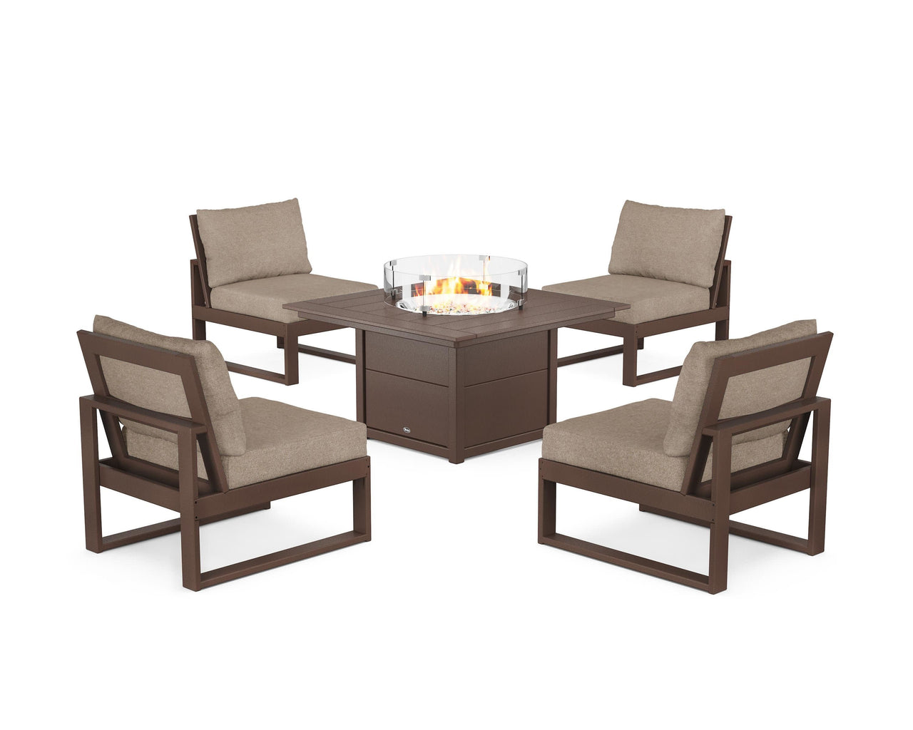 Trex Eastport Modular 5-Piece Deep Seating Set with Square Fire Pit Table