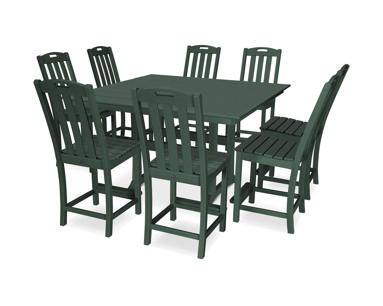 Trex Yacht Club 9-Piece Farmhouse Trestle Side Chair Counter Set
