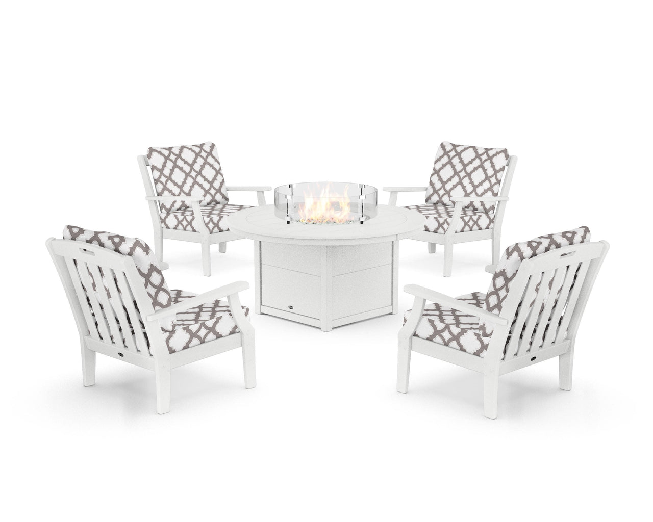 Trex Yacht Club 5-Piece Deep Seating Set with Round Fire Pit Table