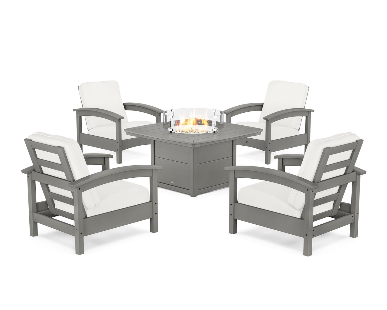 Trex Rockport 5-Piece Deep Seating Set with Yacht Club Fire Pit Table