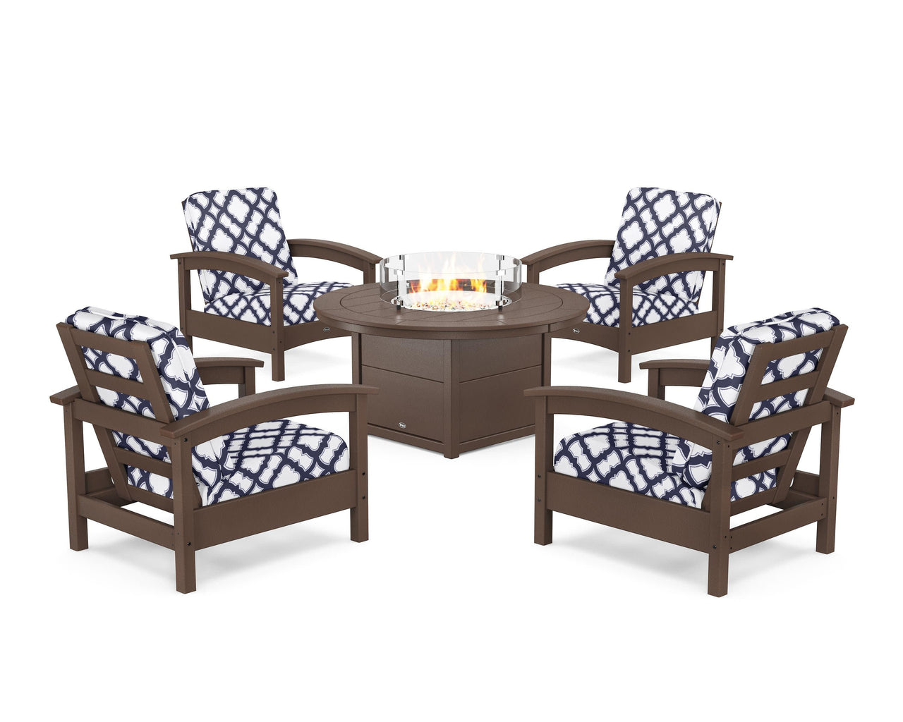 Trex Rockport 5-Piece Deep Seating Set with Round Fire Pit Table
