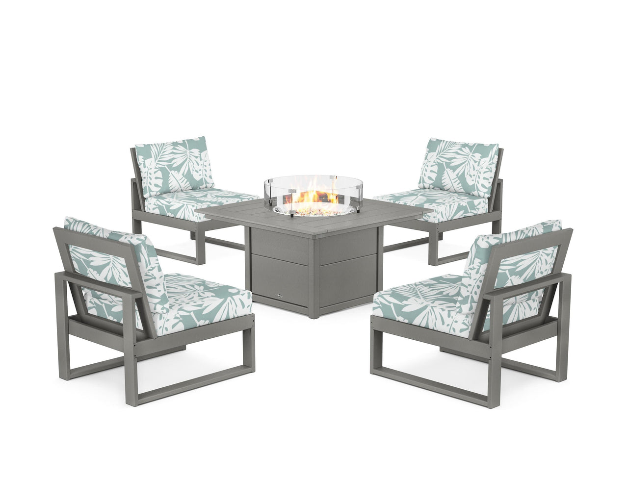 Trex Eastport Modular 5-Piece Deep Seating Set with Square Fire Pit Table