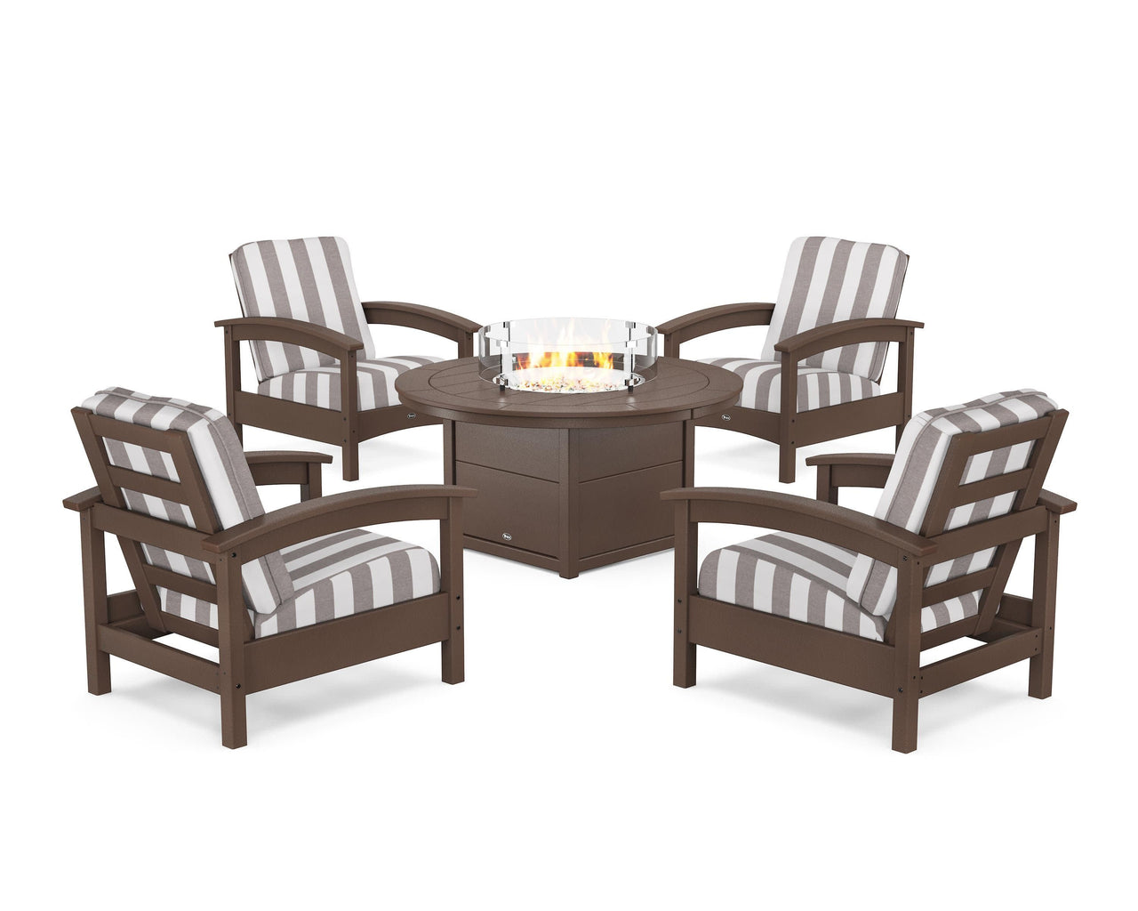 Trex Rockport 5-Piece Deep Seating Set with Round Fire Pit Table