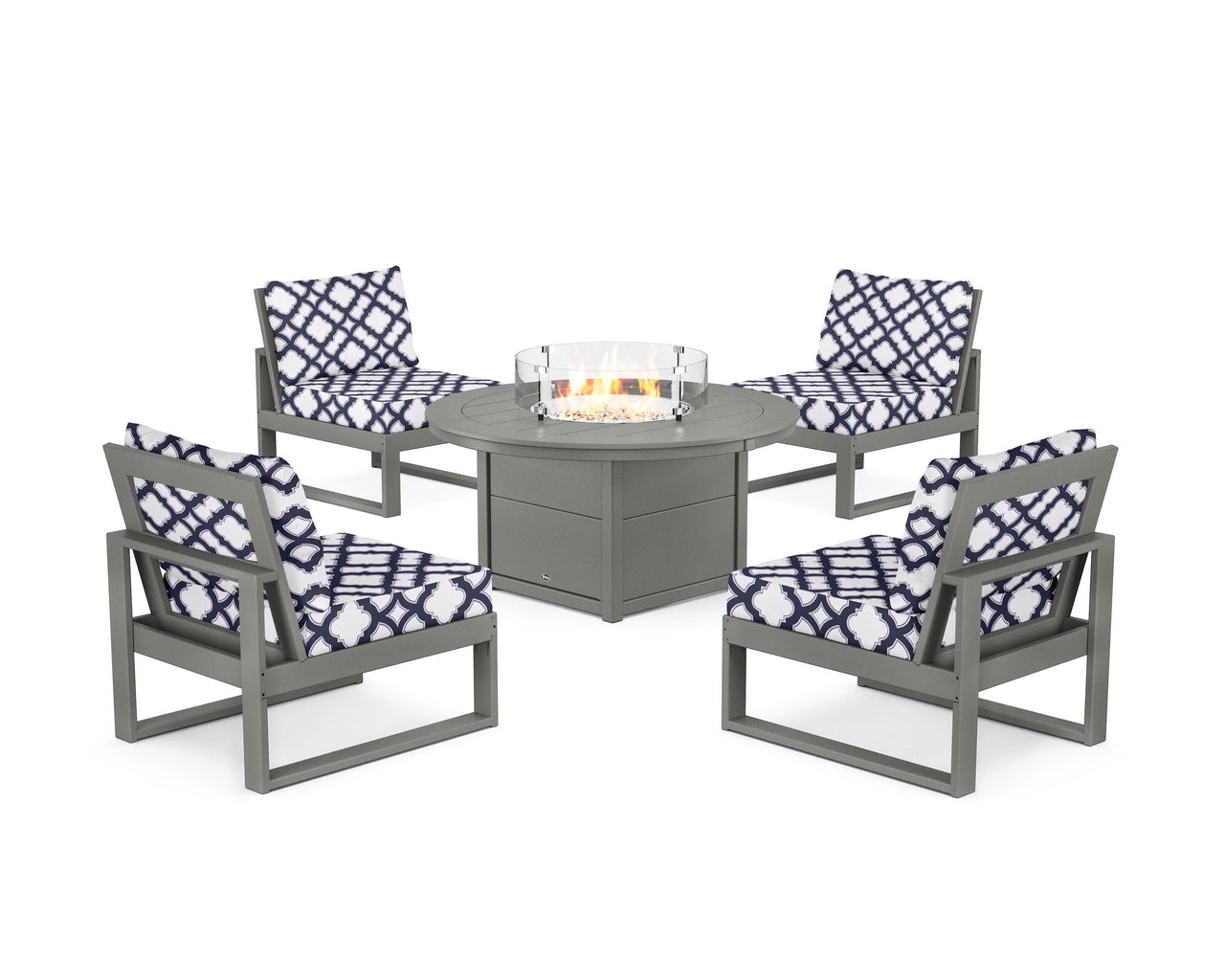 Trex Eastport Modular 5-Piece Deep Seating Set with Round Fire Pit Table