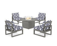 Thumbnail for Trex Eastport Modular 5-Piece Deep Seating Set with Round Fire Pit Table
