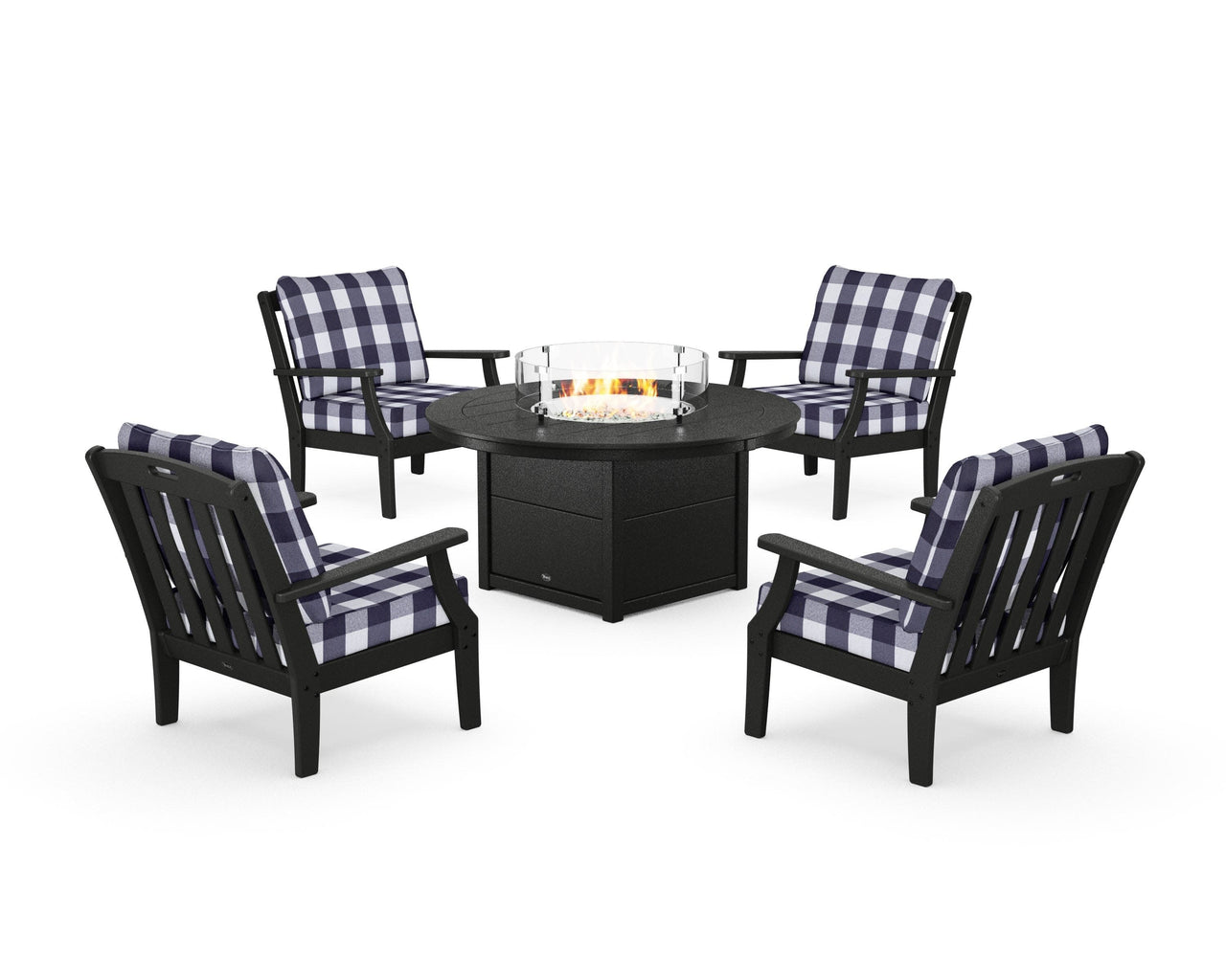 Trex Yacht Club 5-Piece Deep Seating Set with Round Fire Pit Table