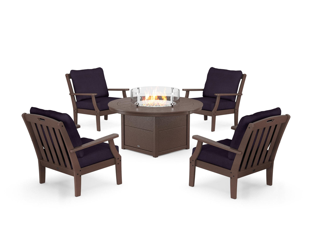 Trex Yacht Club 5-Piece Deep Seating Set with Round Fire Pit Table