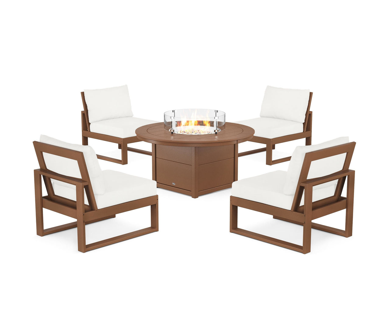 Trex Eastport Modular 5-Piece Deep Seating Set with Round Fire Pit Table