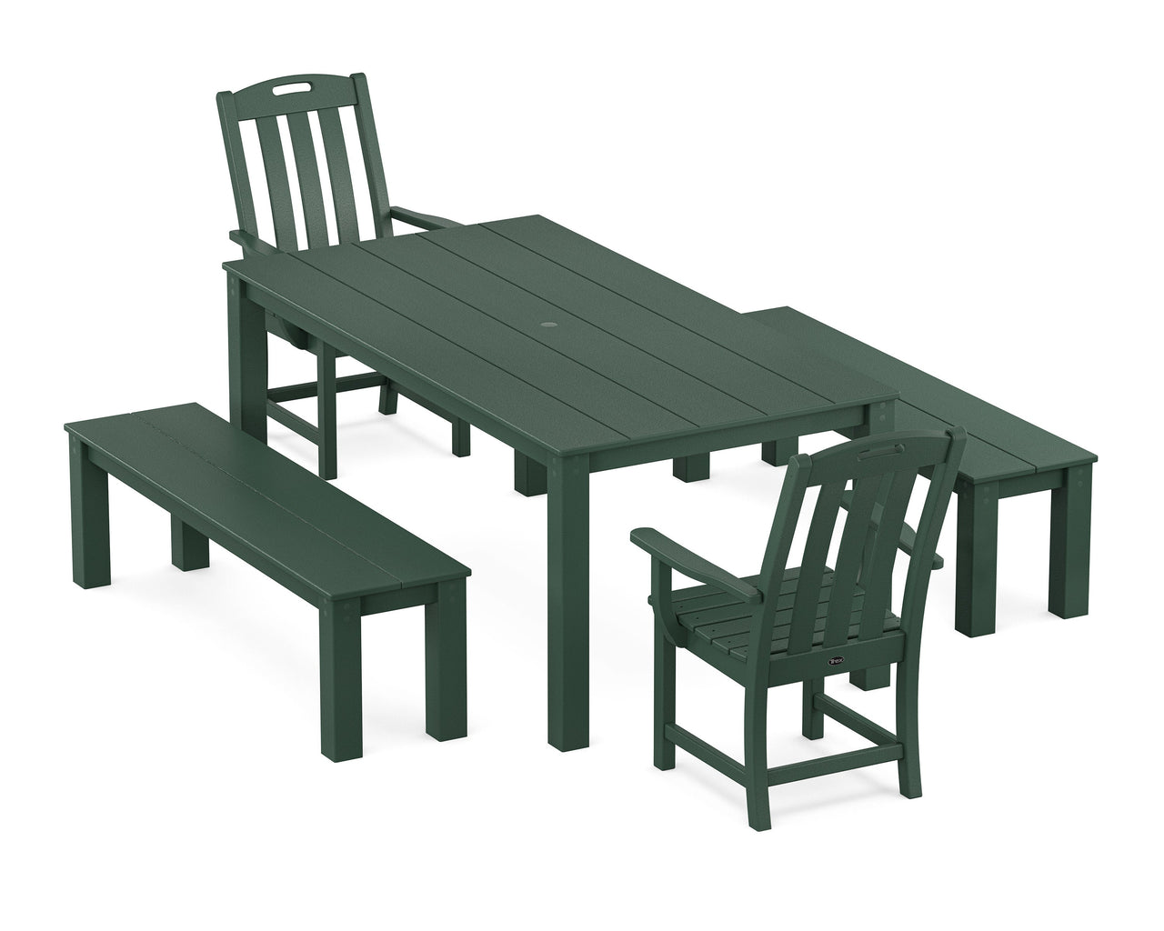 Trex Yacht Club 5-Piece Parsons Dining Set with Benches