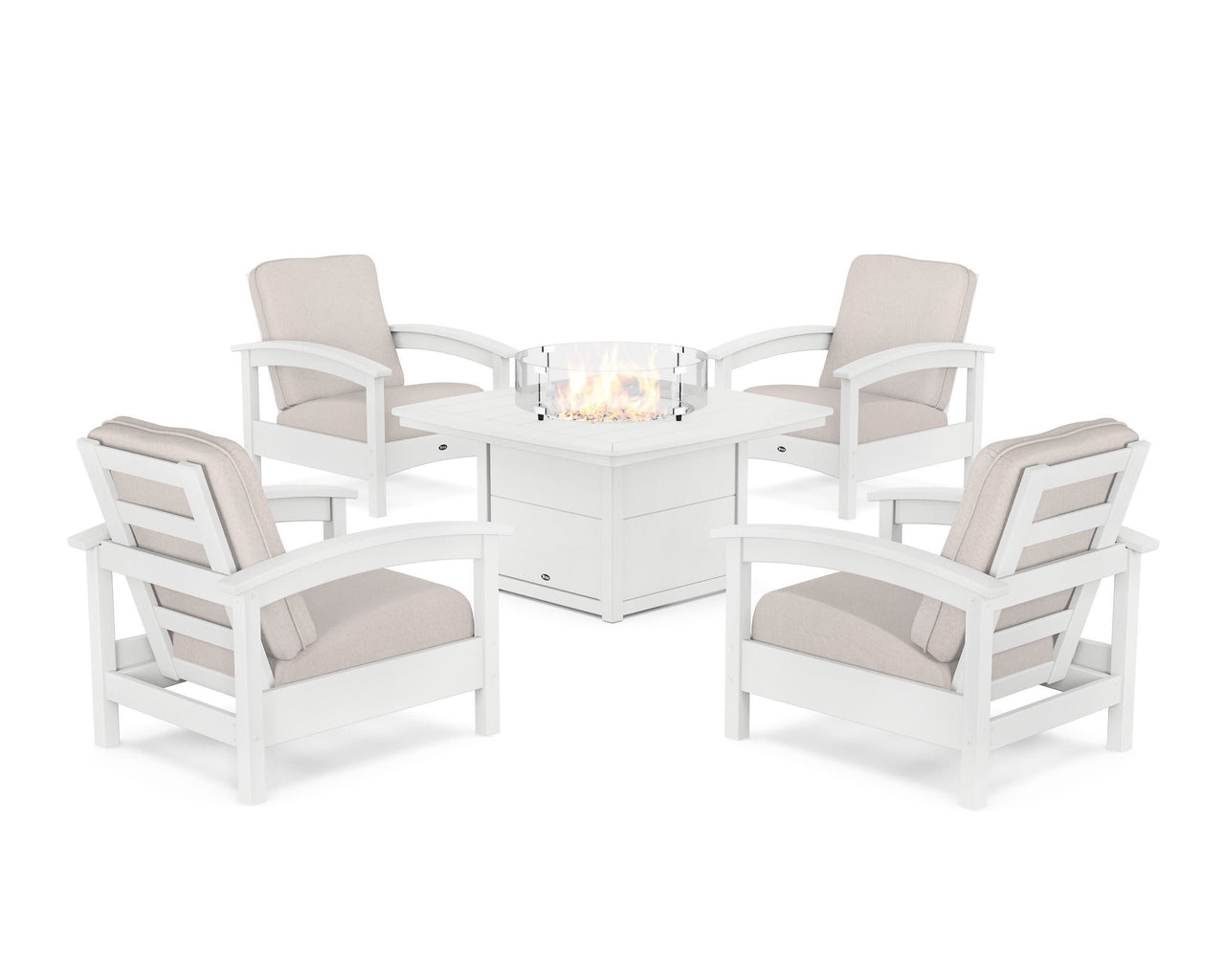 Trex Rockport 5-Piece Deep Seating Set with Yacht Club Fire Pit Table