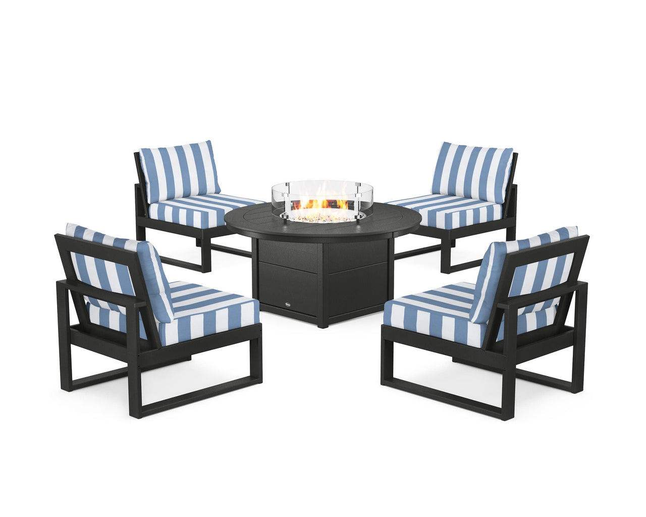 Trex Eastport Modular 5-Piece Deep Seating Set with Round Fire Pit Table