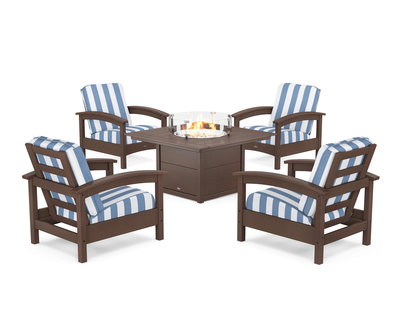 Trex Rockport 5-Piece Deep Seating Set with Square Fire Pit Table