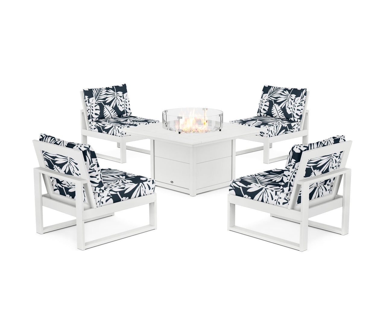 Trex Eastport Modular 5-Piece Deep Seating Set with Square Fire Pit Table