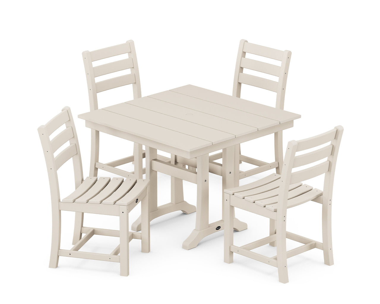 Trex Monterey Bay 5-Piece Farmhouse Trestle Side Chair Dining Set - Sand Castle