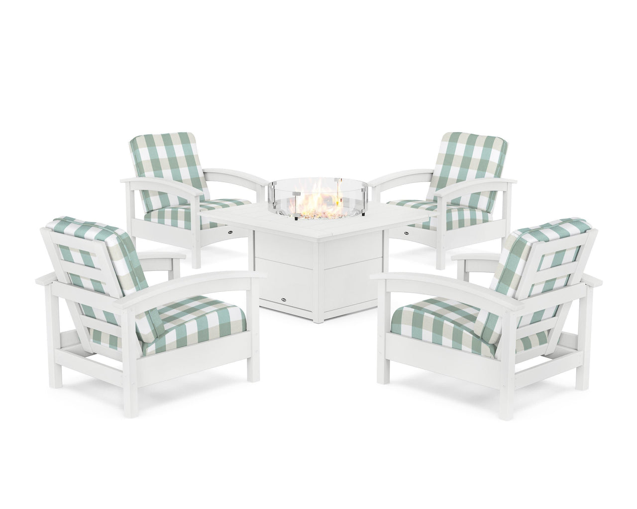 Trex Rockport 5-Piece Deep Seating Set with Square Fire Pit Table